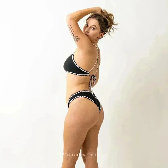 Black x White High Cut Cheeky V Bikini - Picture 8 of 8